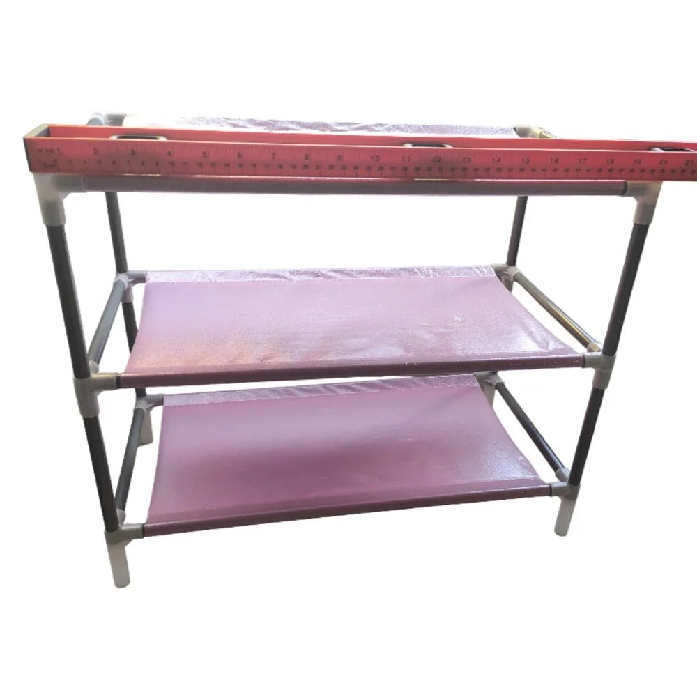 Pink Shoe Rack with Three Shelves